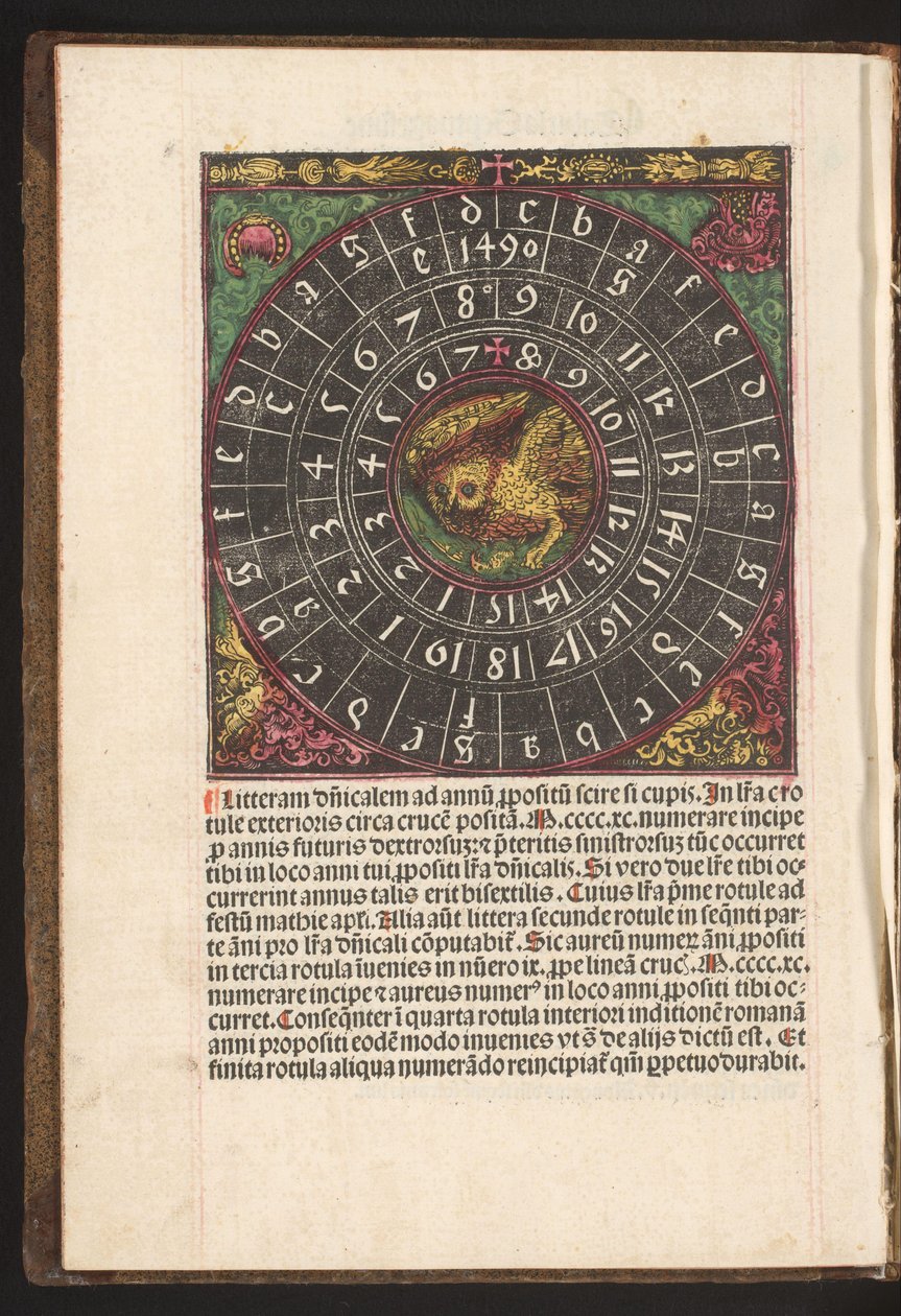 Schema per determinare la lettera domenicale (littera dominicalis) da Anonymous