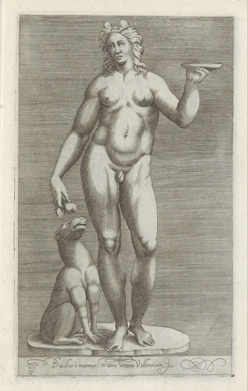 Scultura di Bacco e un cane da Anonymous