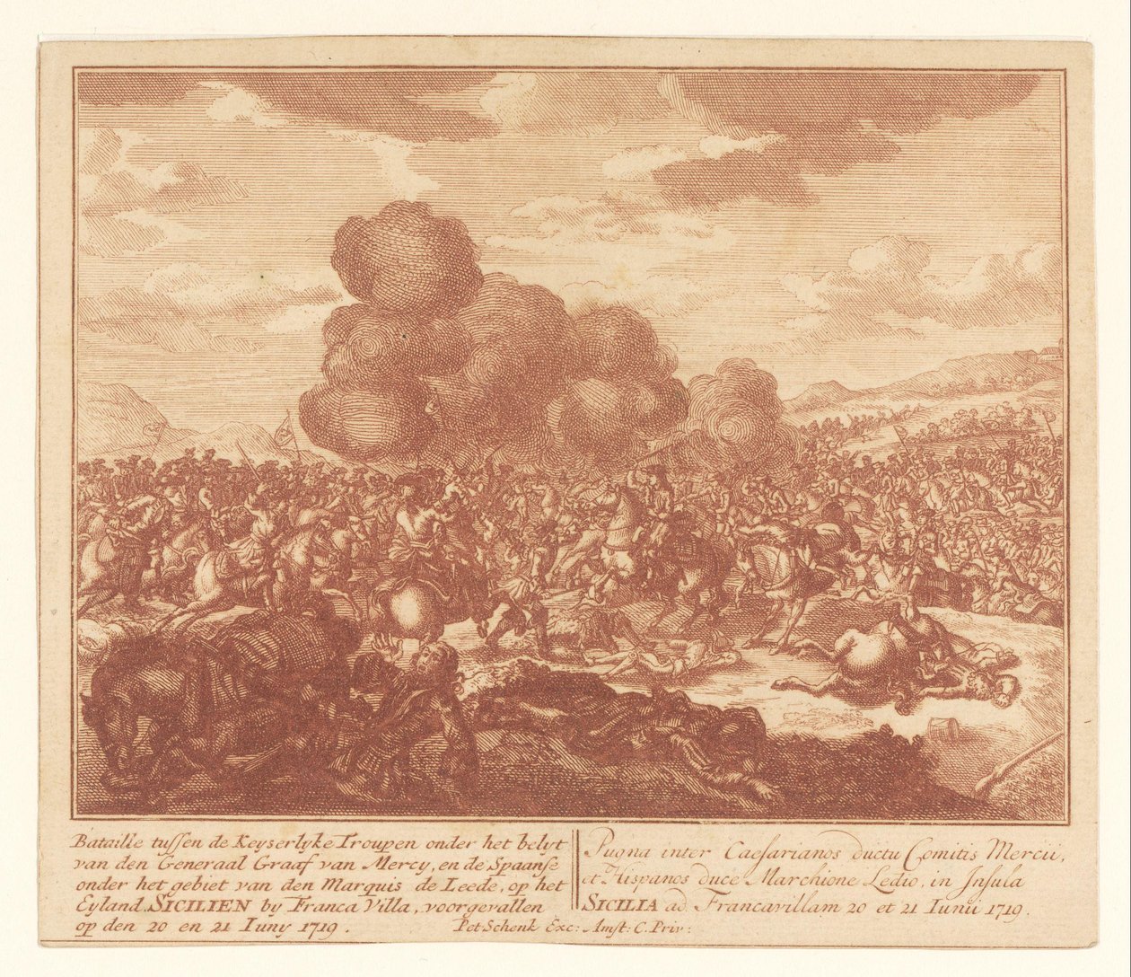 Battaglia tra truppe imperiali e spagnoli in Sicilia, giugno 1719 da Anonymous