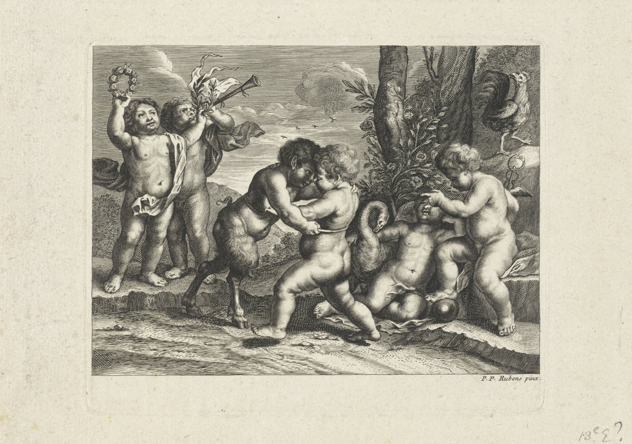 Putti che giocano in un paesaggio da Anonymous