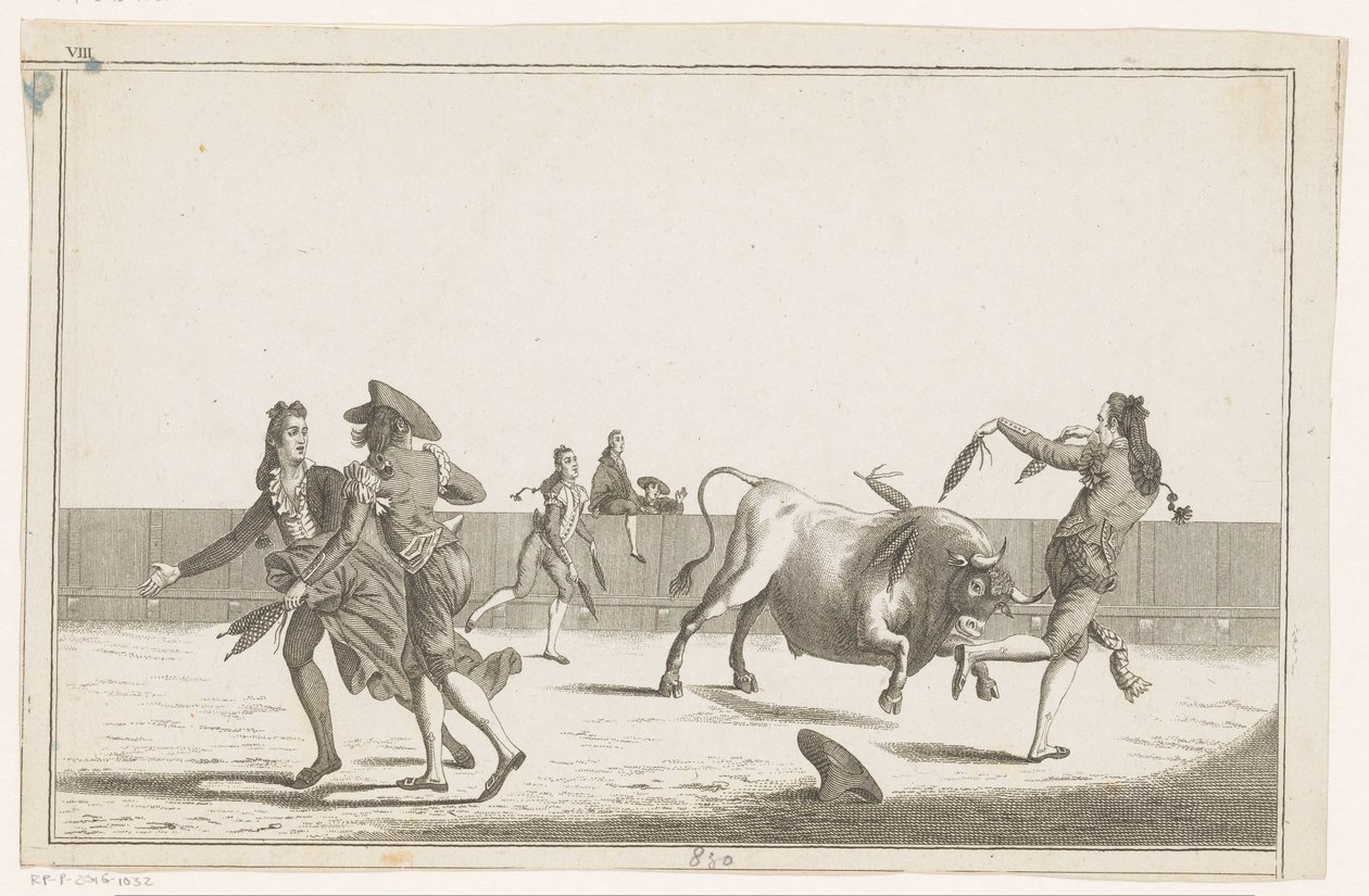 Toro sfidato con banderillas (Collezione delle principali manovre di una corrida) da Anonymous