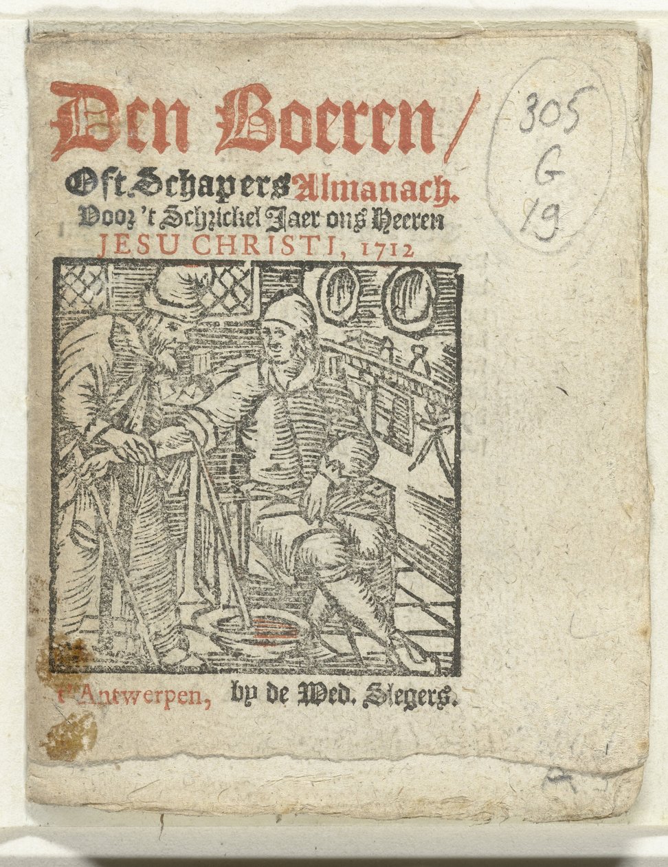 Pagina del titolo per: Den Boeren / Oft Schapers Almanach Voor 