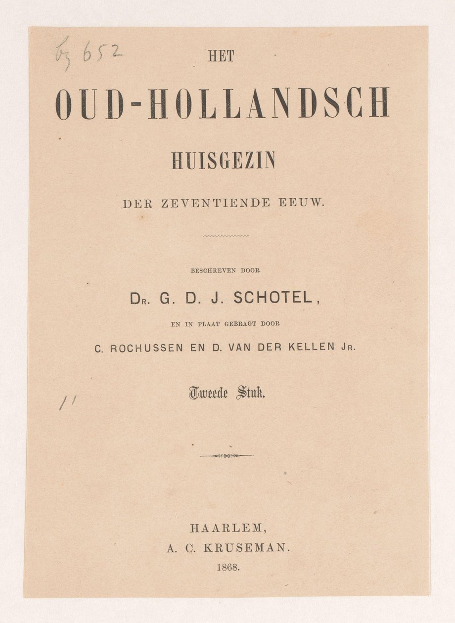 Pagina del titolo per: Gillis Dyonisius Jacobus Schotel, La famiglia olandese antica, Seconda Parte, 1868 da Anonymous