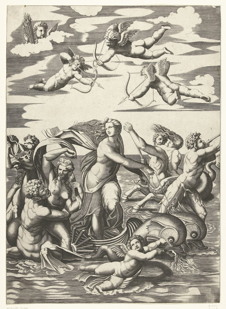 Trionfo di Galatea con tritoni e nereidi e putti da Anonymous