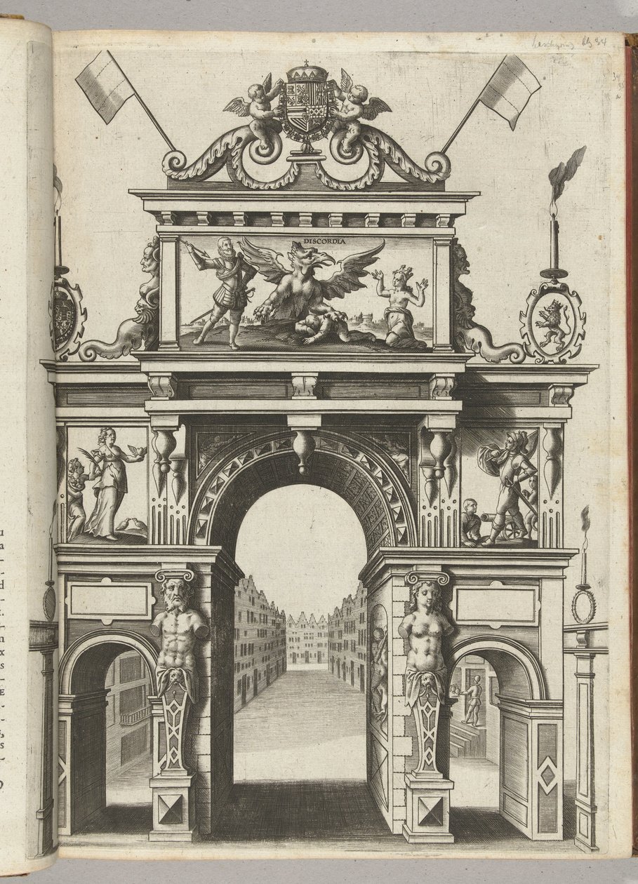 Arco di trionfo con Ernst che salva Belgica dalla Discordia, 1594 da Anonymous