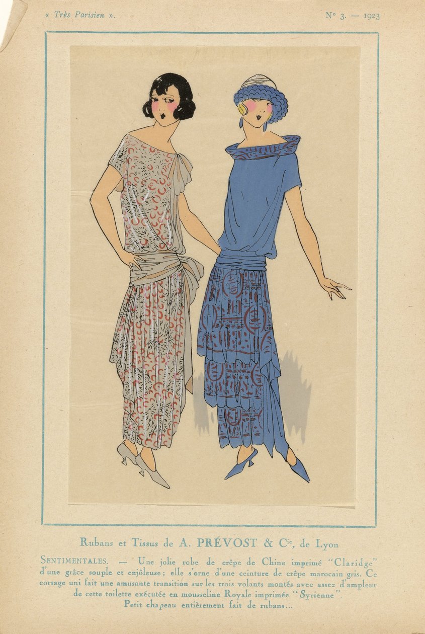 Très Parisien, 1923, No. 3: Rubans et Tissus de A. PRÉVOST...SENTIMENTALES... da Anonymous