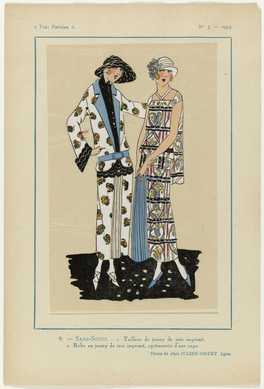 Très Parisien, 1923, No 5: 9.- SANS-SOUCI. 1. Tailleur di jersey... da Anonymous