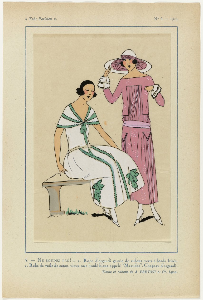 Très Parisien, 1923, No 6: 5.- NE BOUDEZ PAS ! - 1. Abito di organdi... da Anonymous