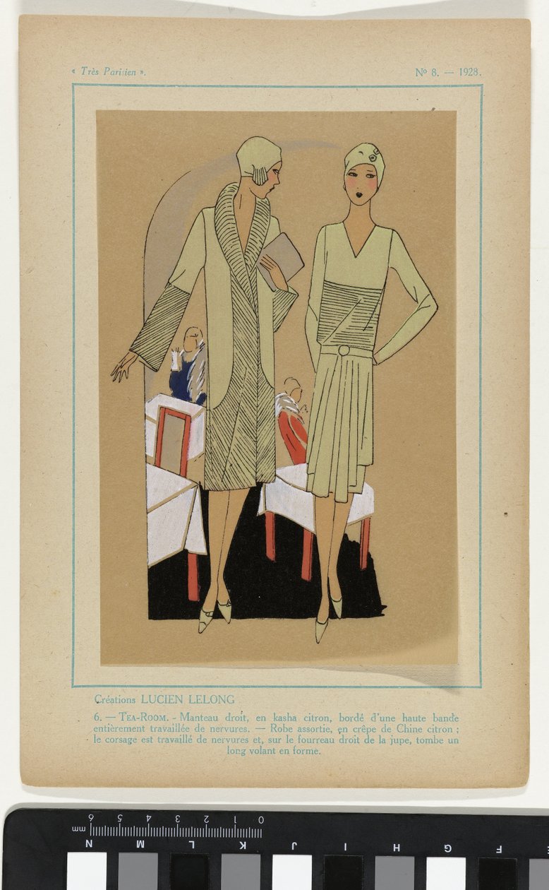 Très Parisien, 1928, No. 8 : Creazioni LUCIEN LELONG / 6. - TEA-ROOM... da Anonymous
