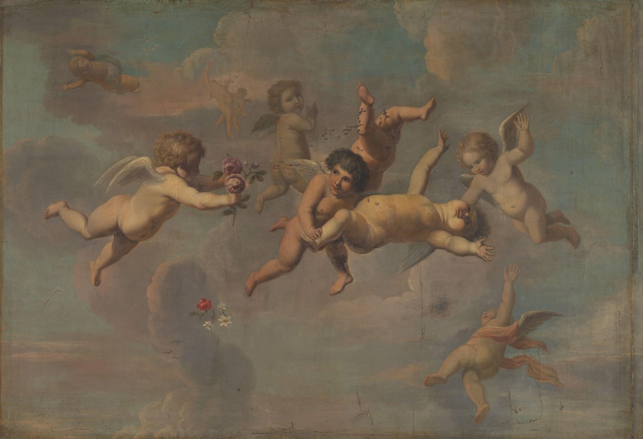 Putti che cadono con fiori da Anonymous