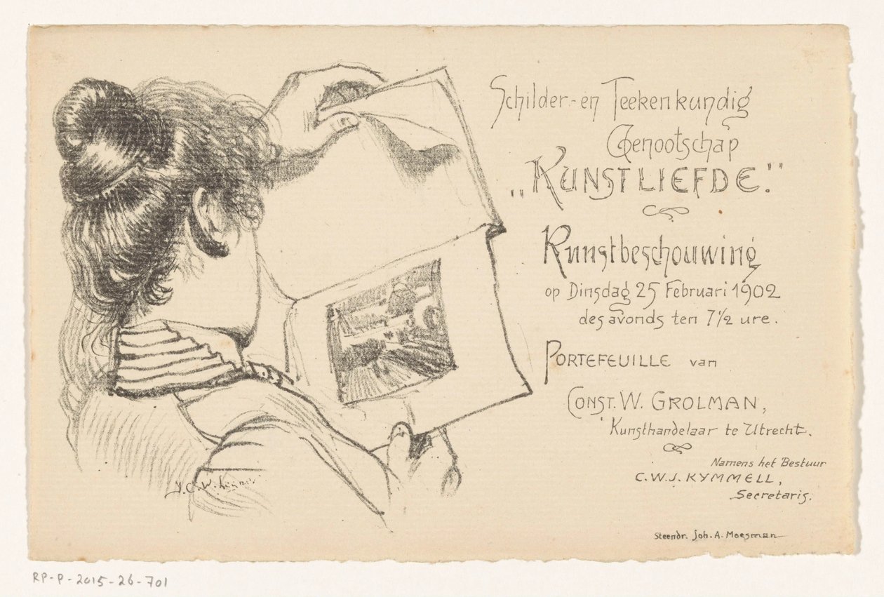 Invito della Società di Pittura e Disegno Kunstliefde da Anonymous