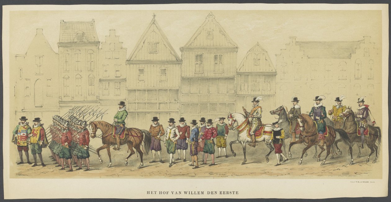 Mascherata di Utrecht, lastra d: la corte, 1856 da Anonymous