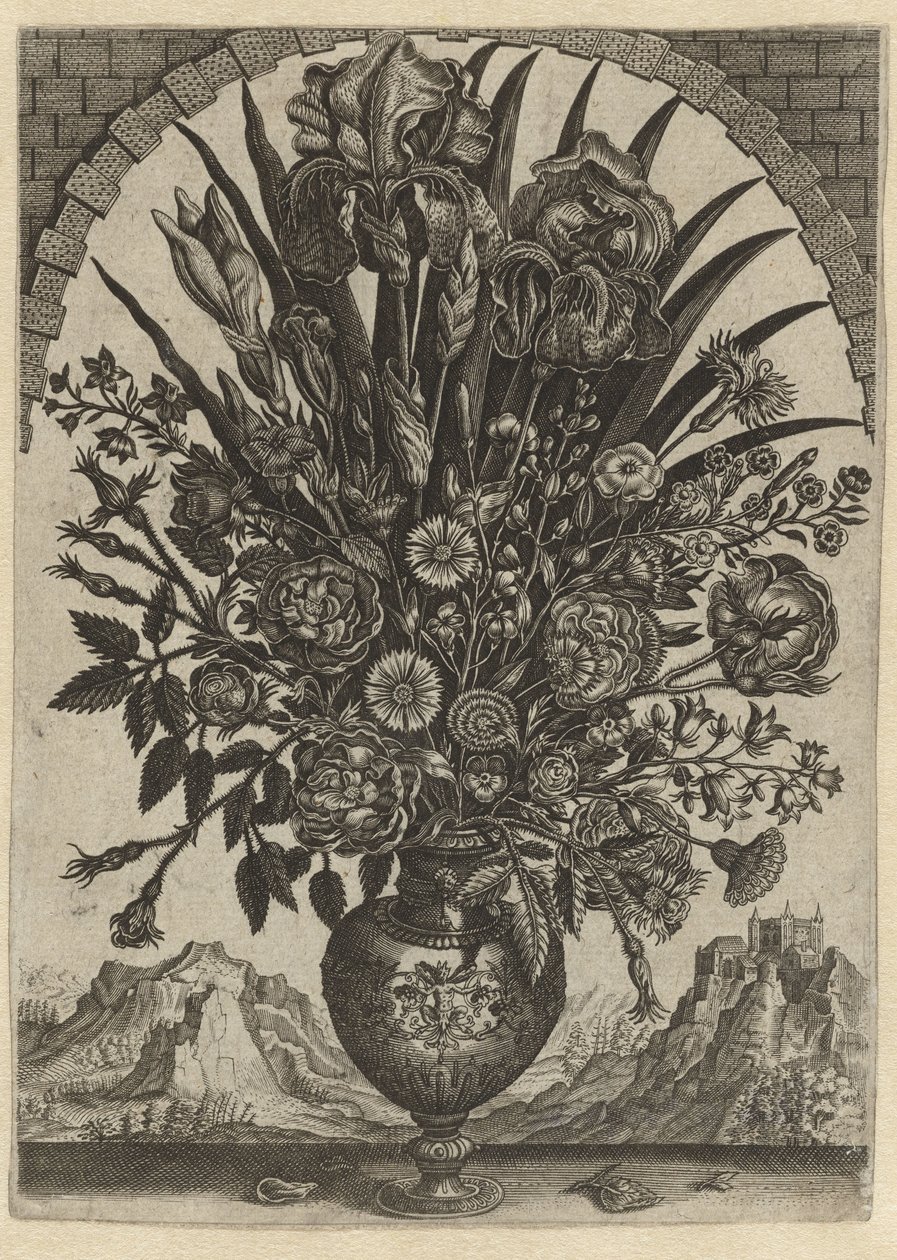 Vaso di fiori in una finestra ad arco da Anonymous