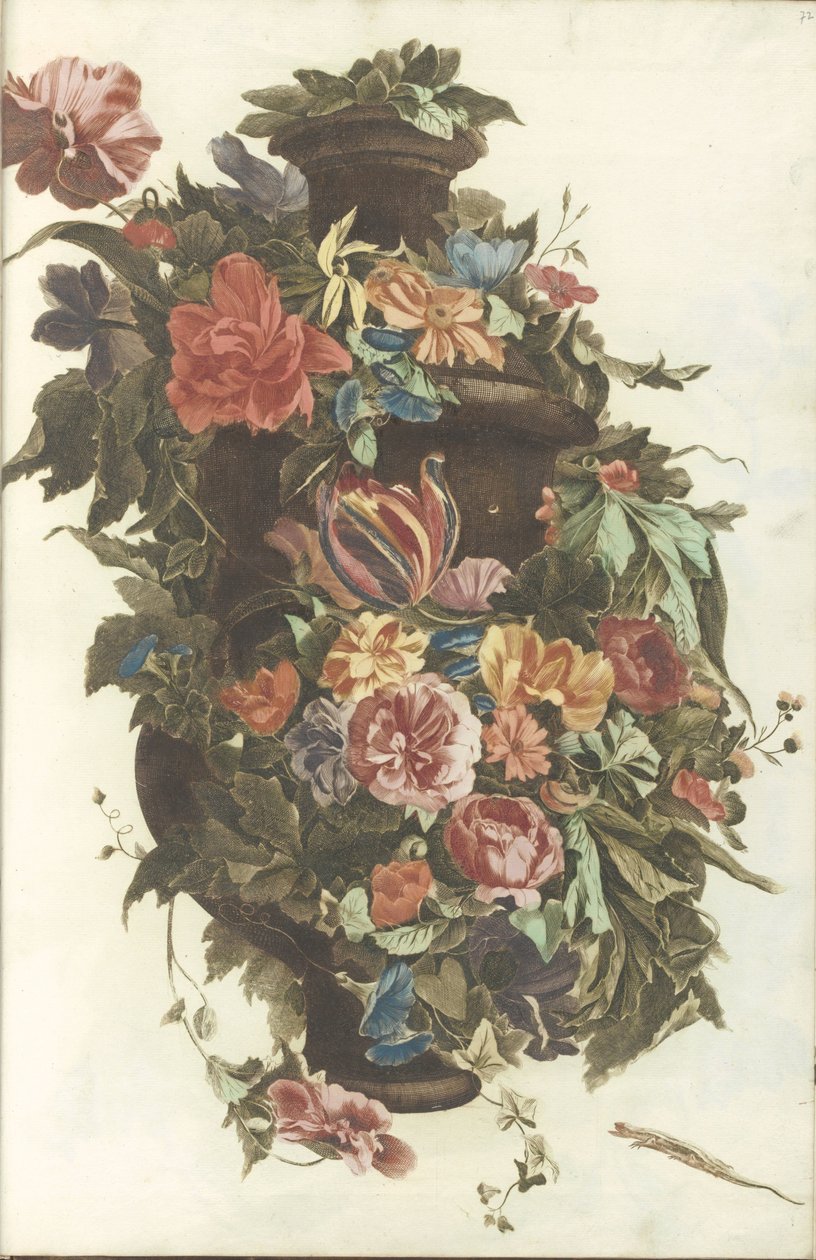 Vaso circondato da ghirlanda di fiori da Anonymous