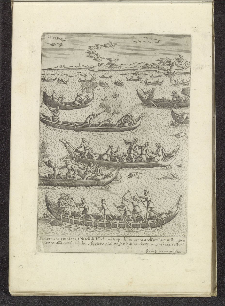 Nobili veneziani cacciano uccelli (Scene di vita veneziana) da Anonymous