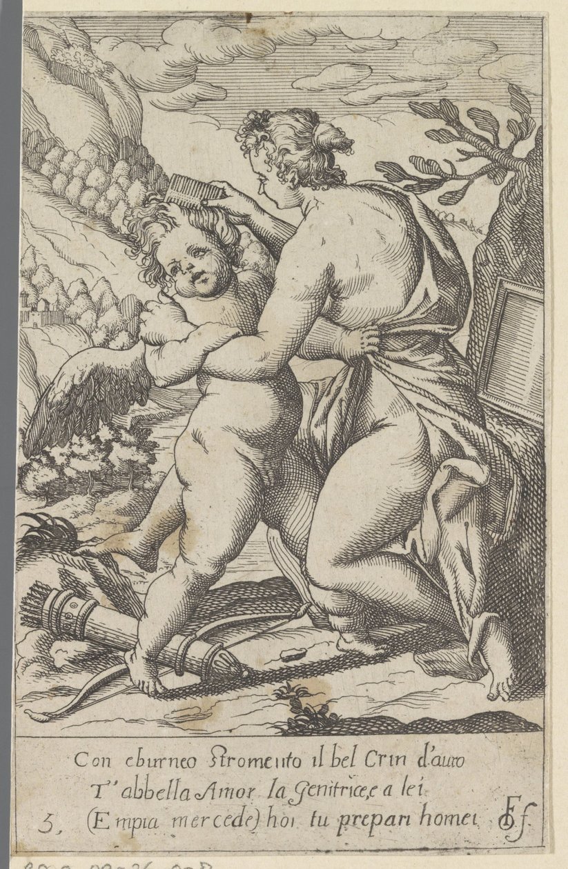 Venere pettina i capelli di Amore da Anonymous