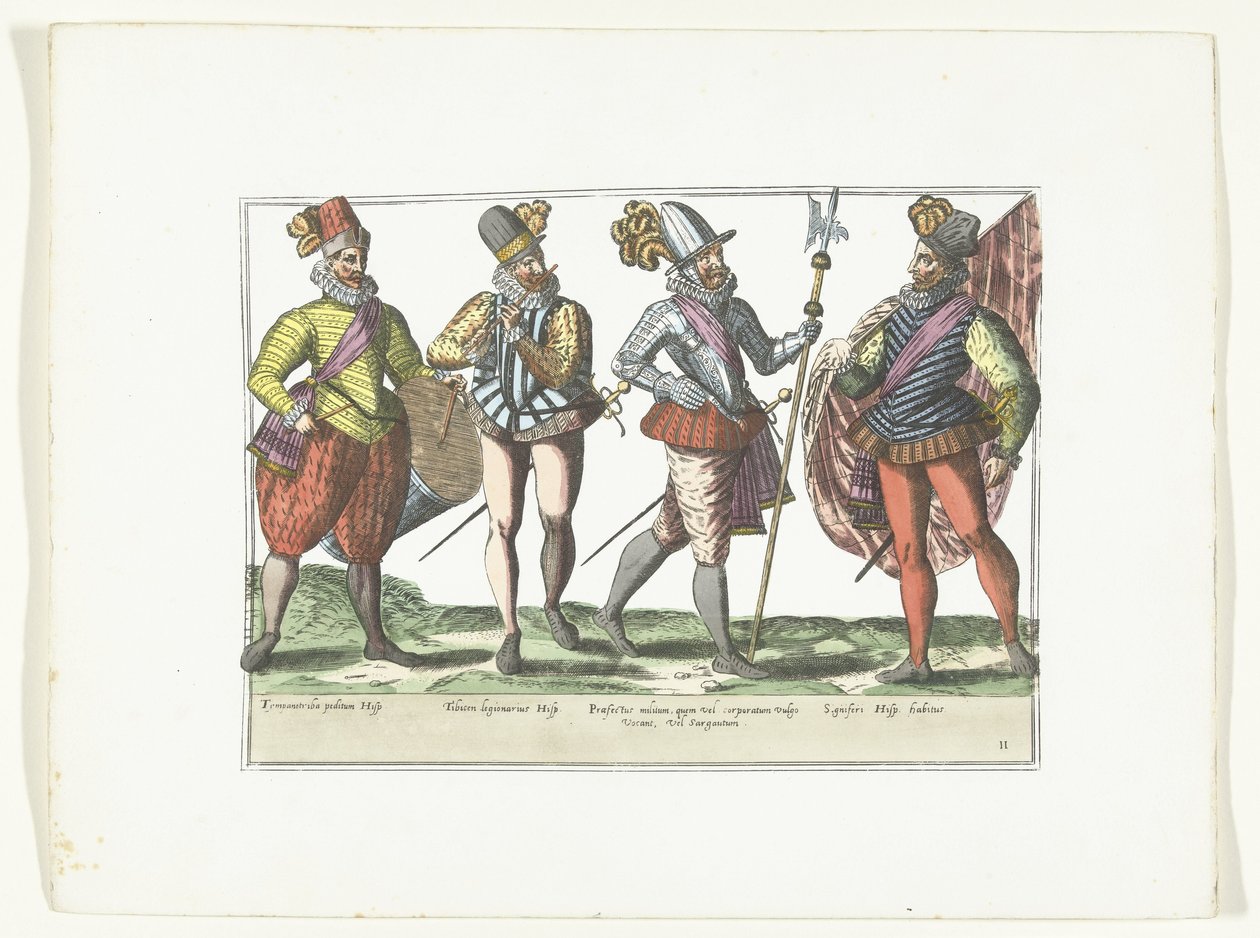 Quattro militari spagnoli in uniforme, ca. 1580 da Anonymous