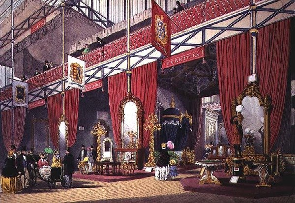 Vista della sezione dei mobili della Grande Esposizione, 1851 da Anonymous