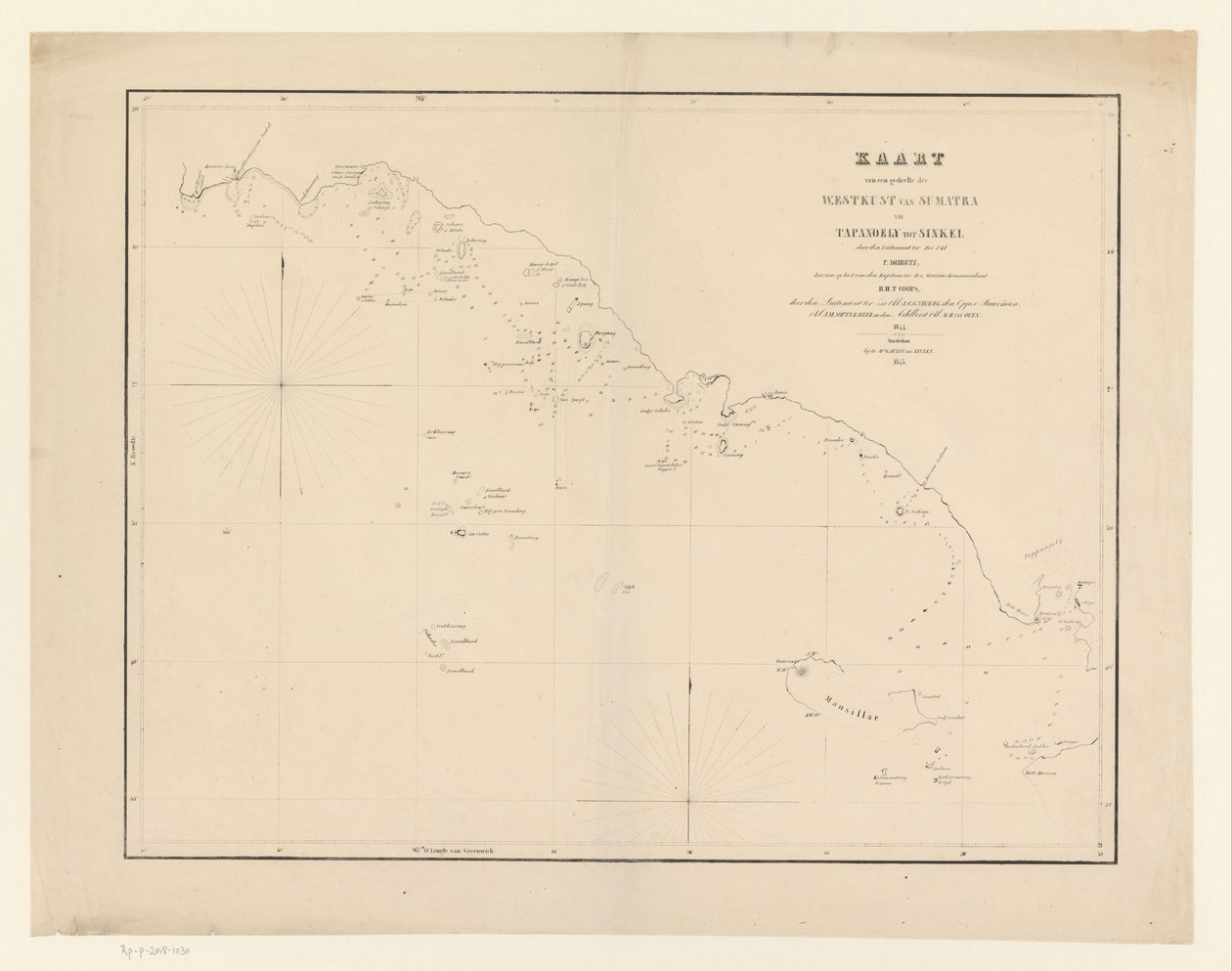 Carta nautica di una parte della costa occidentale di Sumatra da Anonymous