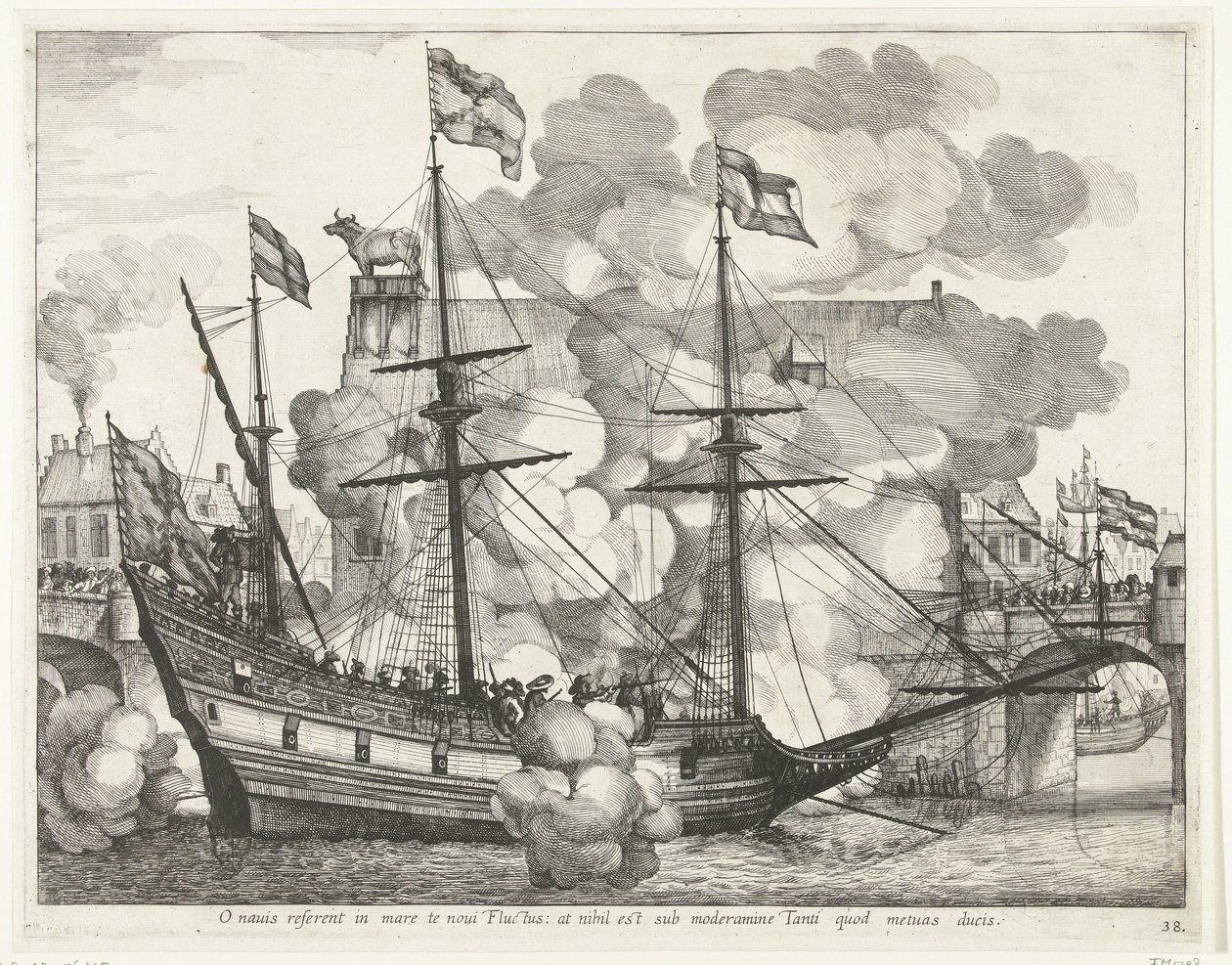 Nave a vela, verso destra; ingresso di Ferdinando a Gand nel 1635 da Anonymous