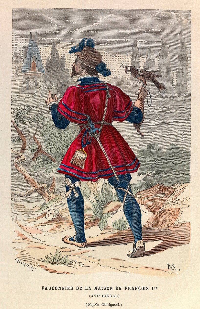 Un falconiere della casa del Re Francesco I nel XVI secolo - collezione privata da Anonymous Anonymous