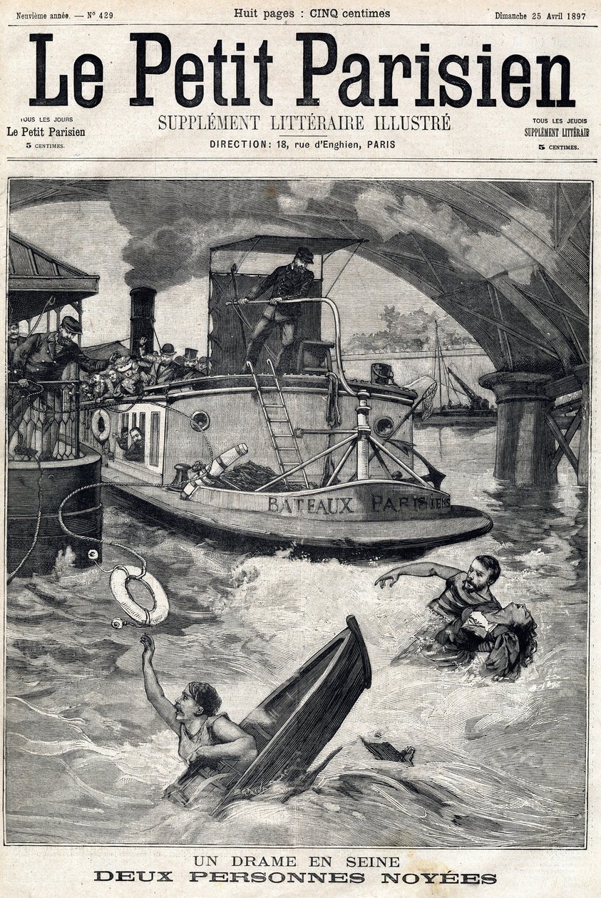 Incidente nella Senna: due persone in una barca affondata. In "Le Petit Parisien", 25/04/1897 da Anonymous Anonymous