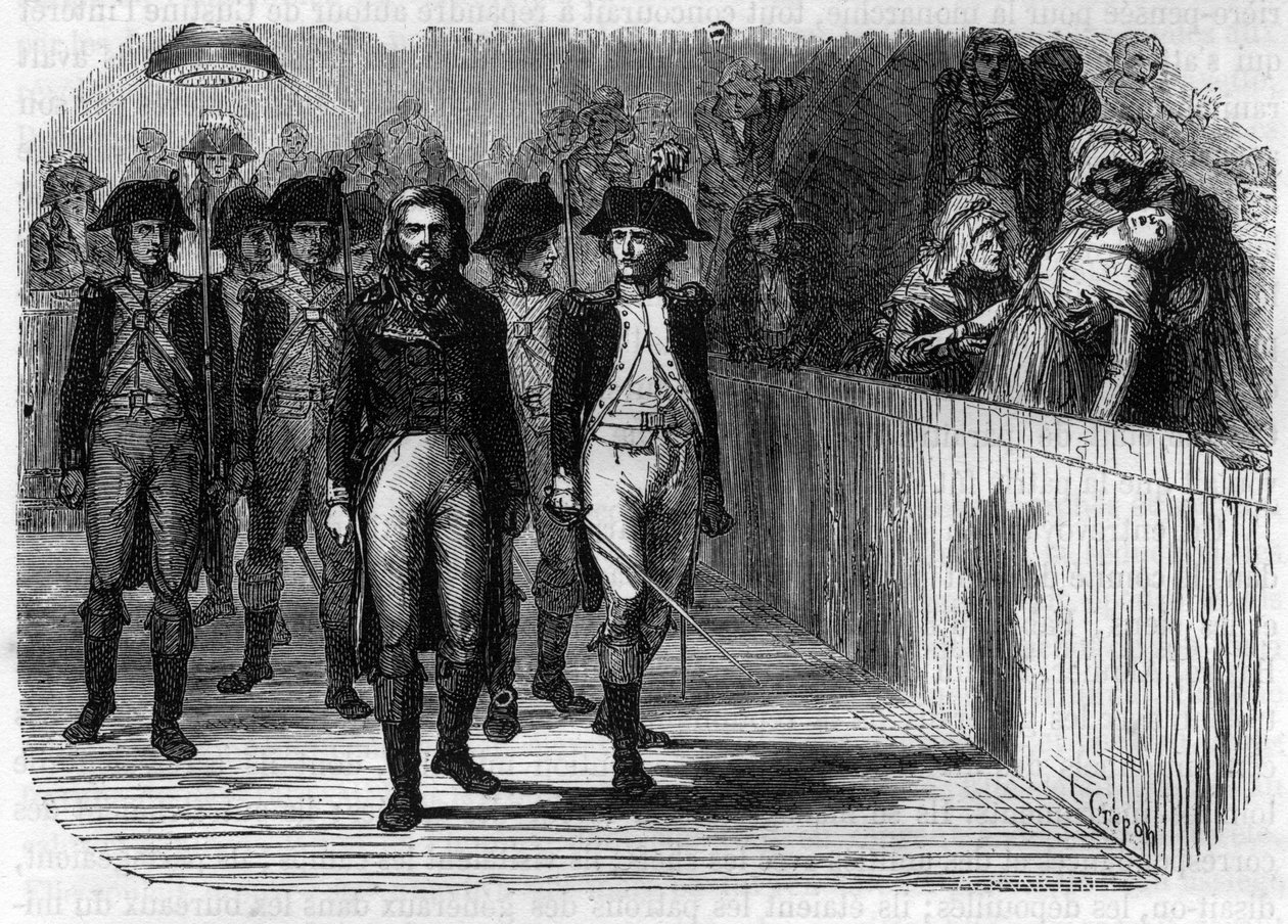 Adam Philippe de Custine (1740-1793) generale francese davanti al tribunale rivoluzionario nel 1793 - Incisione in "Histoire des Girondins" di Alphonse de Lamartine (1790-1869) 1865-1866 - Collezione privata da Anonymous Anonymous
