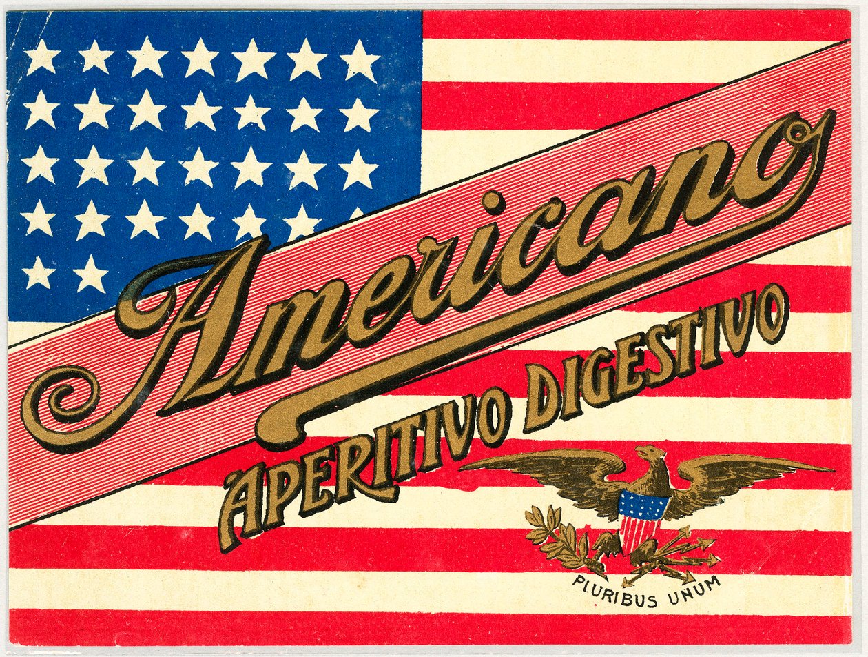 Pubblicità per il drink italiano Americano, con bandiera americana da Anonymous Anonymous