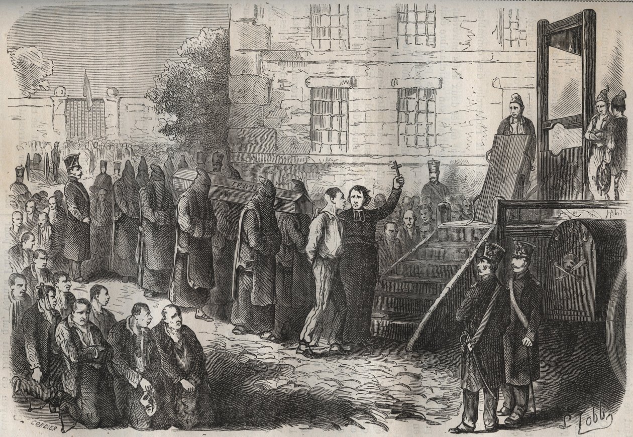 Esecuzione al Bagne di Tolone nel XIX secolo. Incisione in "Histoire des bagnes depuis leur création à nos jours" (1877) di Pierre Zaccone (1817-1895). Collezione privata. da Anonymous Anonymous
