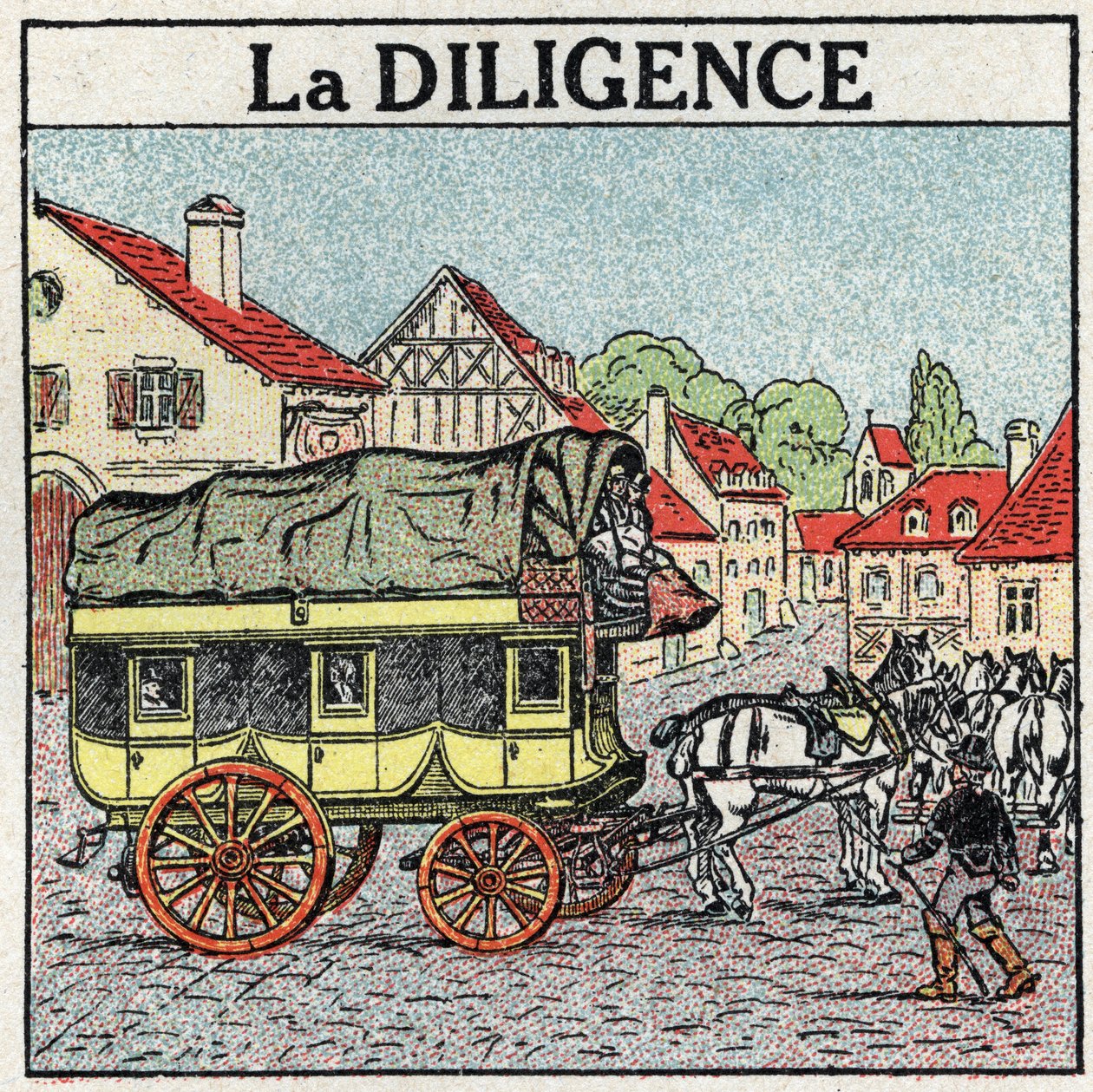 Trazione animale: la diligenza. Illustrazione anonima del 1925. Collezione privata. da Anonymous Anonymous