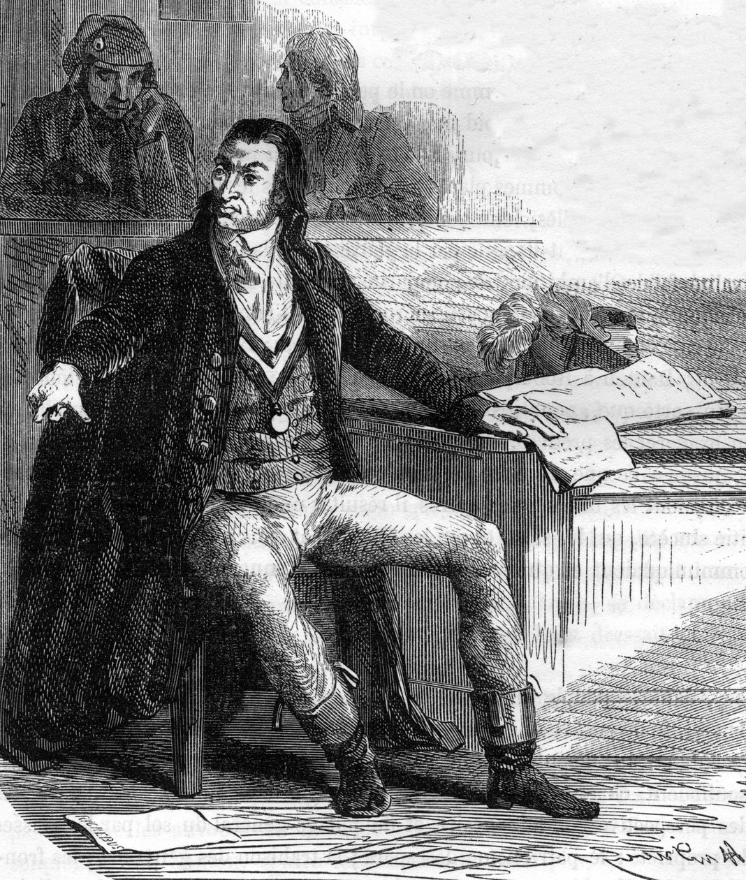 Antoine Quentin Fouquier de Tinville, detto Fouquier-Tinville (1746-1795), legislatore e rivoluzionario francese, pubblico accusatore del Tribunale Rivoluzionario - Incisione in "Histoire des Girondins" di Alphonse de Lamartine (1790-1869) 1865-1866 - Coll da Anonymous Anonymous