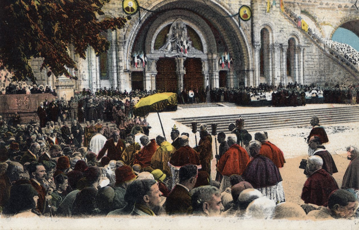 Benedizione dei malati davanti al rosario a Lourdes - Hautes Pyrenees (65) intorno al 1900. da Anonymous Anonymous