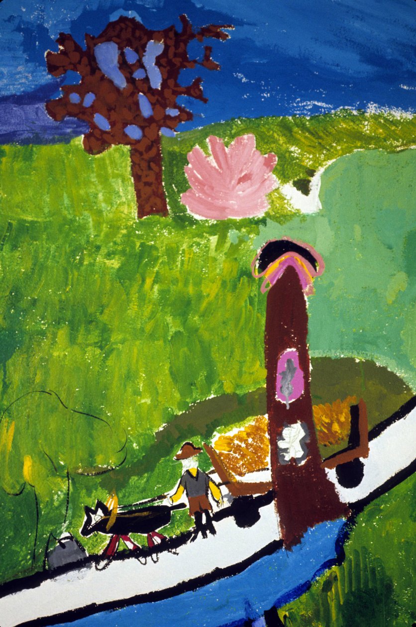 Contadini bretoni in campagna. Disegno di bambini della scuola della Croix Rousse a Saint Brieuc (Saint-Brieuc). da Anonymous Anonymous