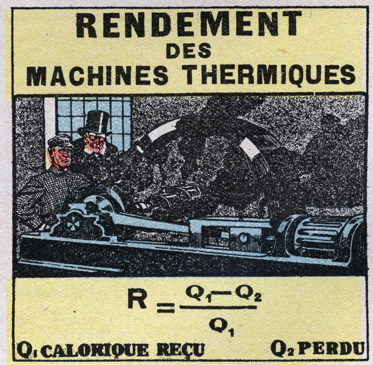 Calorimetria: efficienza delle macchine termiche. Illustrazione anonima del 1925. Collezione privata da Anonymous Anonymous