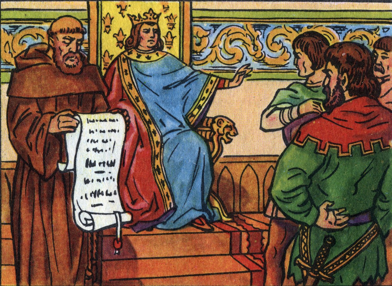 Carlo IV il Bello (1294-1328) impone la sua volontà ai signori. Illustrazione anonima in "Collection des souverains et chefs d