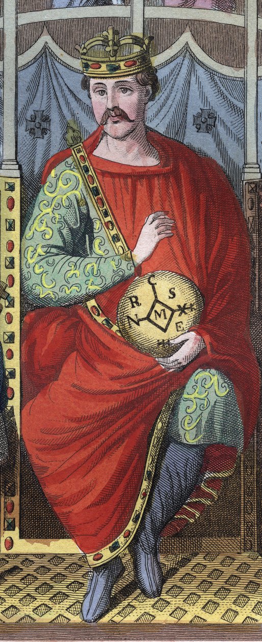 Carlo il Calvo, Re di Francia Occidentale, Italia e Imperatore del Sacro Romano Impero - incisione da 