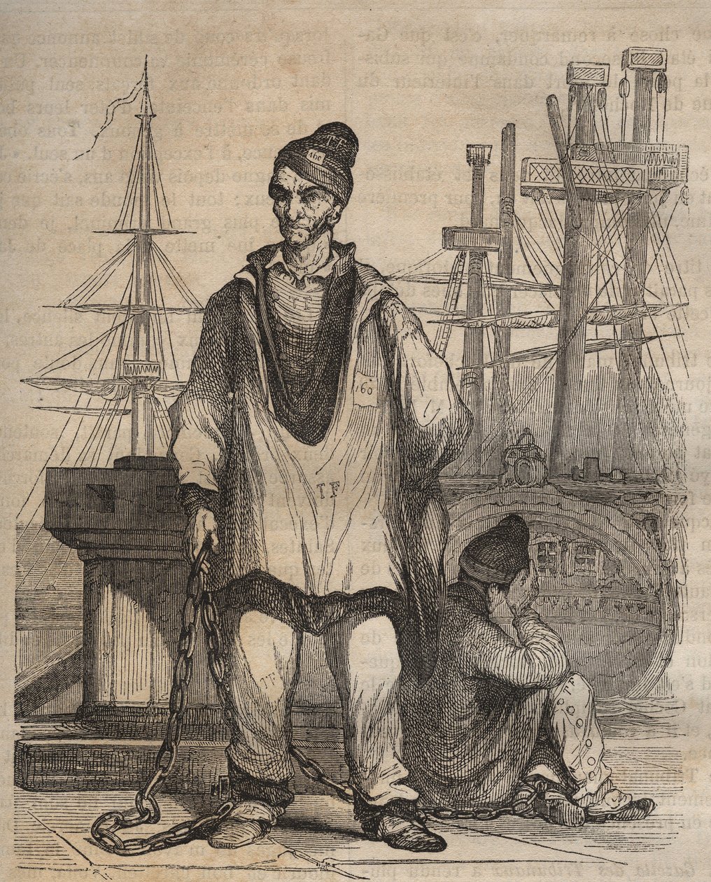 Condanne a vita al Bagne di Rochefort nel XIX secolo. Incisione in "Histoire des bagnes depuis leur création à nos jours" (1877) di Pierre Zaccone (1817-1895). Colonia penale da Anonymous Anonymous