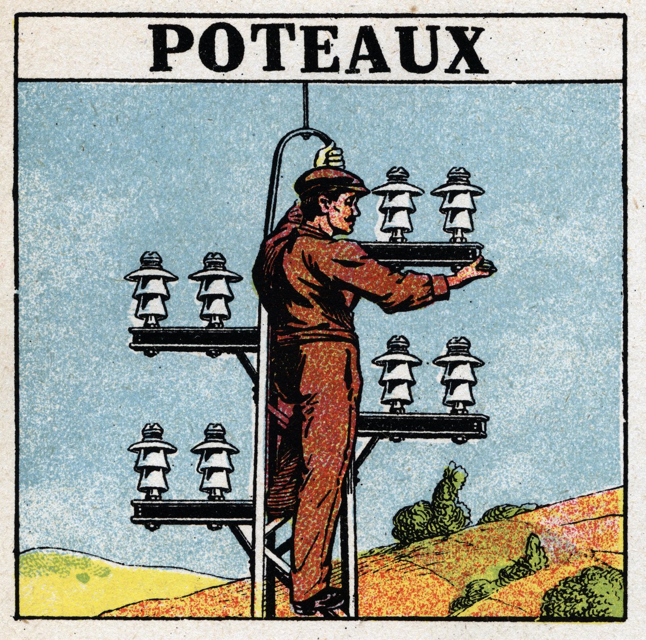 Tubi elettrici: pali elettrici. Illustrazione anonima del 1925. Collezione privata. da Anonymous Anonymous