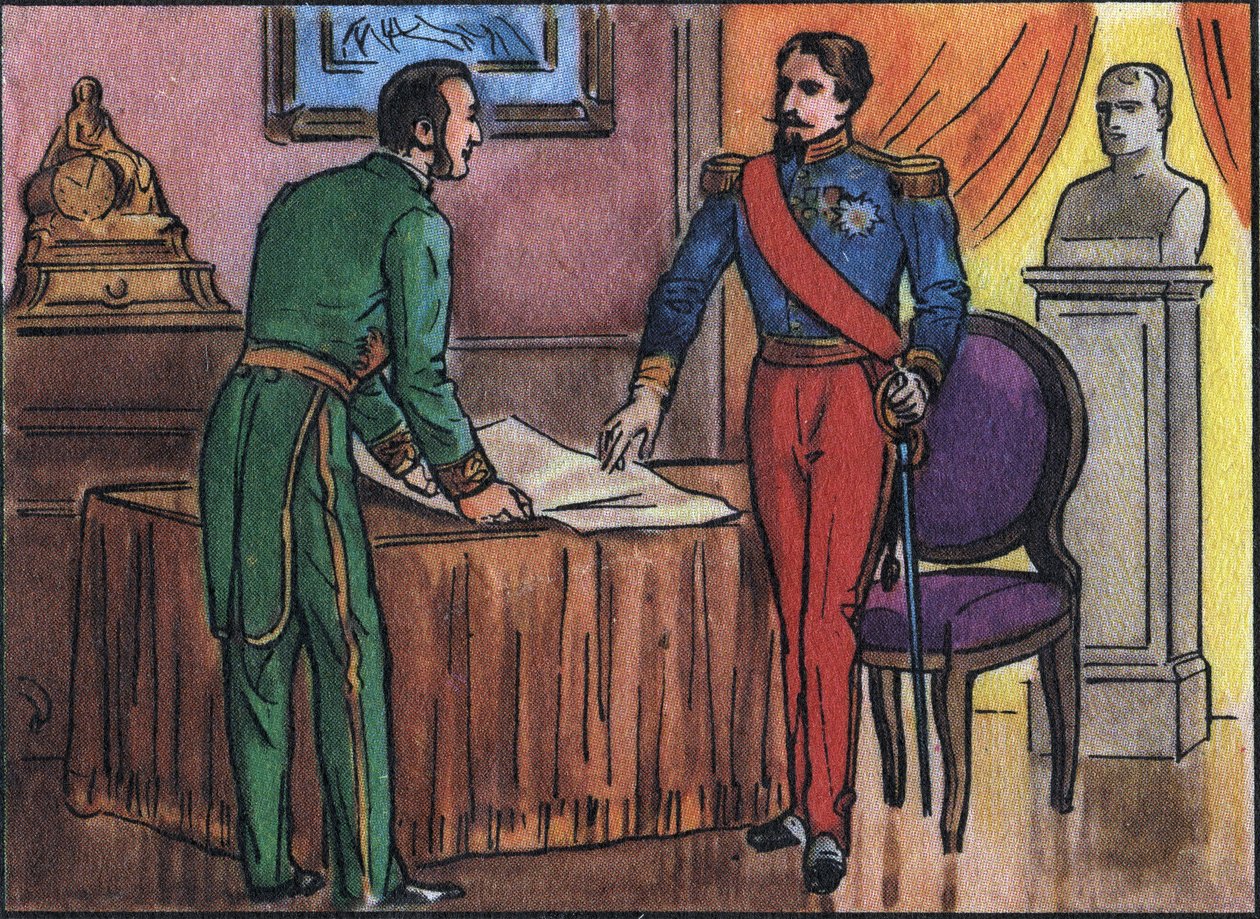 Imperatore Napoleone III (1808-1873) con il Barone Georges Haussmann (1809-1891). Illustrazione anonima in “Collection des souverains et chefs d