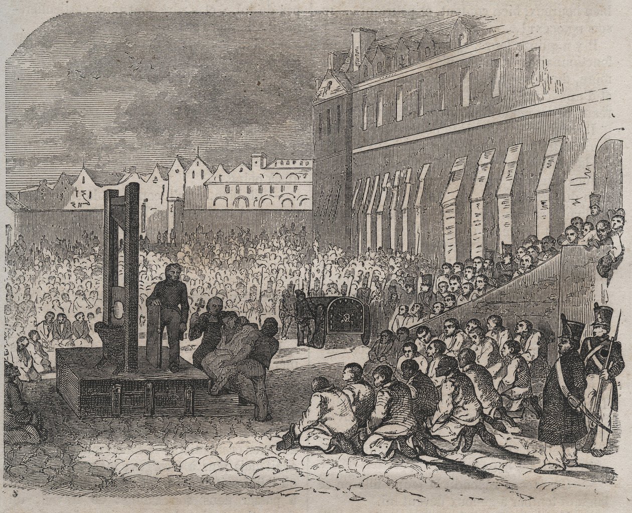 Esecuzione al Bagne di Brest di Joseph Bordelet. Incisione in "Histoire des bagnes depuis leur création à nos jours" (1877) di Pierre Zaccone (1817-1895). Collezione privata da Anonymous Anonymous