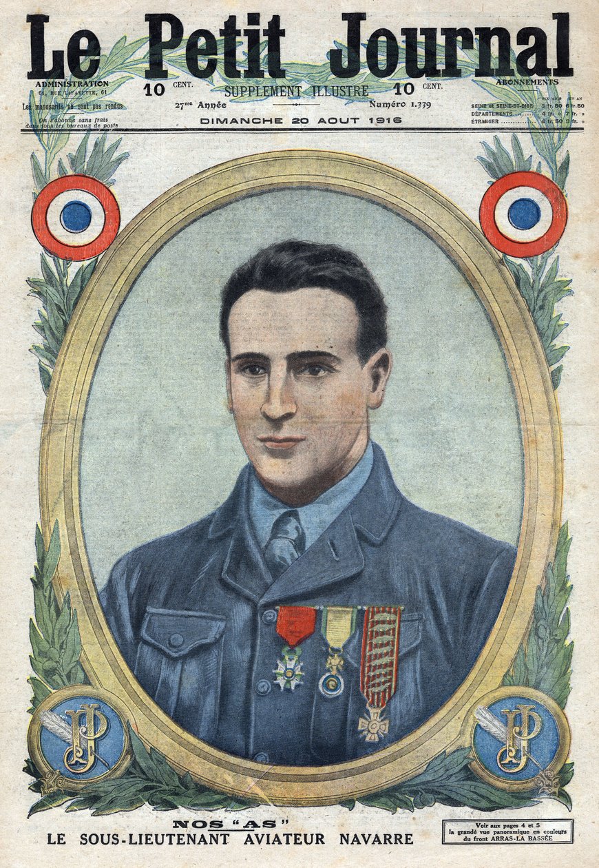Prima Guerra Mondiale 1914-1918. Ritratto di Jean Navarre (1895-1919) aviatore dell