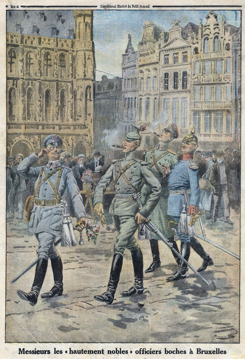 Prima Guerra Mondiale 1914-1918. Gli ufficiali tedeschi a Bruxelles rappresentati come 
