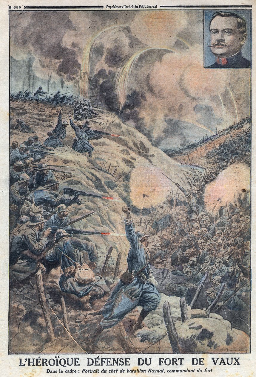 Prima Guerra Mondiale 1914-1918. La difesa eroica del Forte di Vaux con il suo comandante Sylvain Eugene Raynal. In "Le Petite Journal" da Anonymous Anonymous