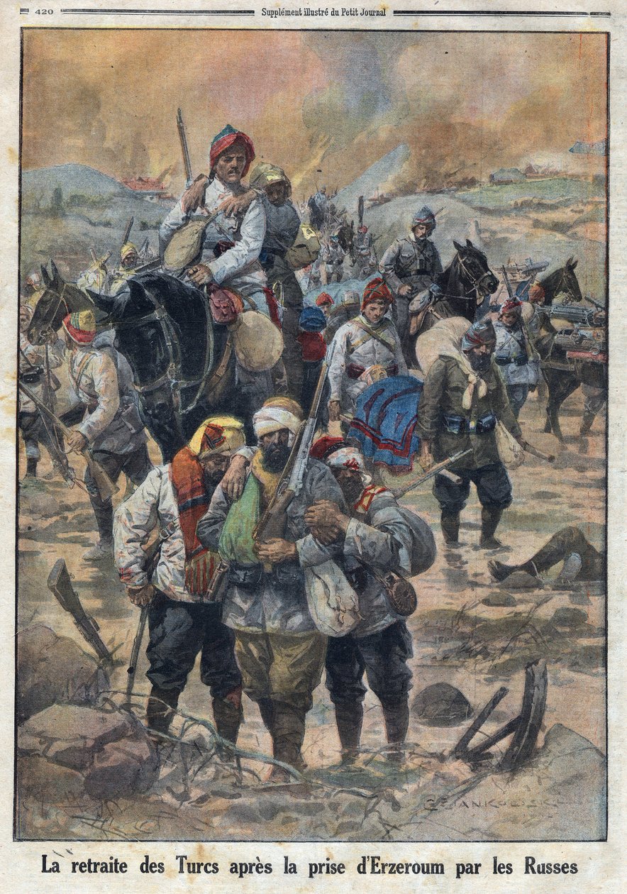 Prima Guerra Mondiale 1914-1918. La ritirata dei turchi dopo che i russi presero Erzerum. In 