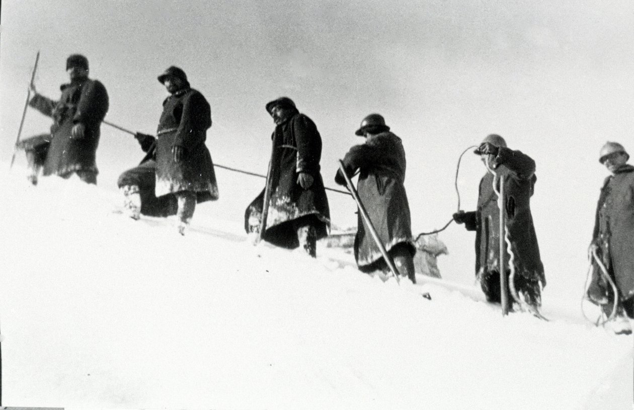 Prima Guerra Mondiale: alpini italiani durante un