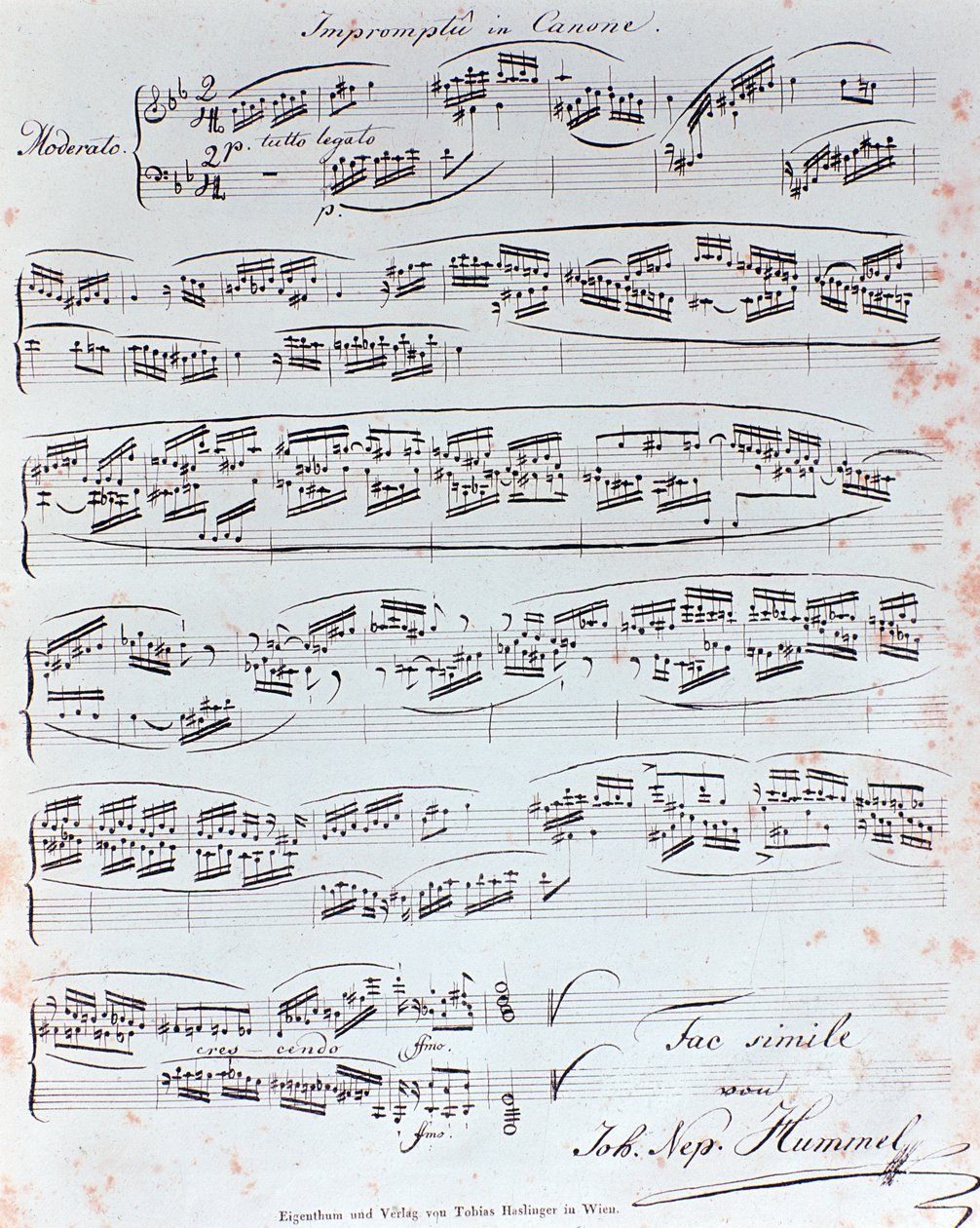 Prima pagina del metodo per pianoforte di J N Hummel (XIX secolo) da Anonymous Anonymous