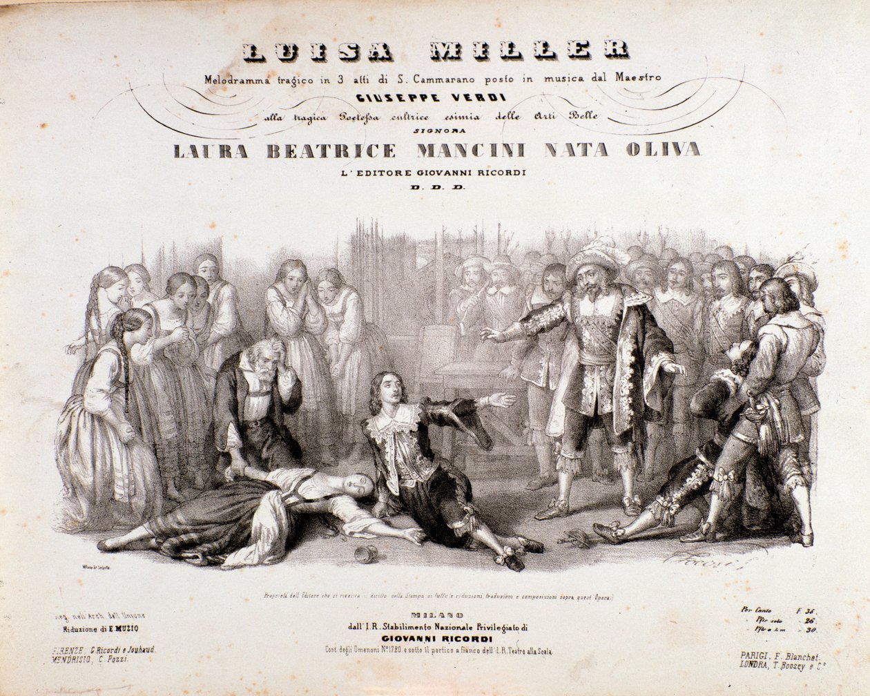 Frontespizio della partitura musicale di Luisa Miller, opera di Giuseppe Verdi da Anonymous Anonymous