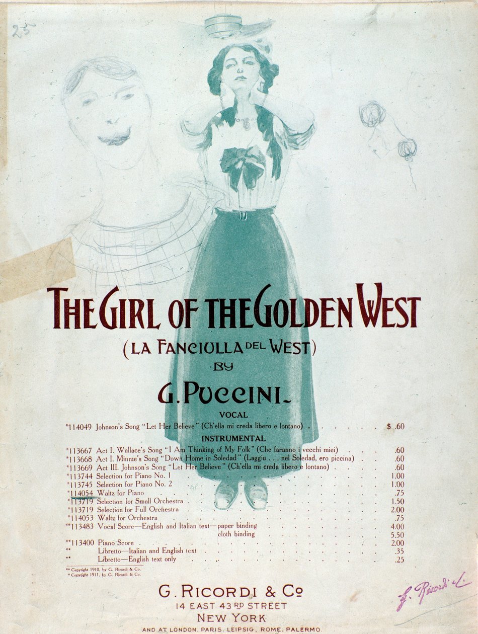 Frontespizio della partitura musicale de La fanciulla del West di Puccini da Anonymous Anonymous