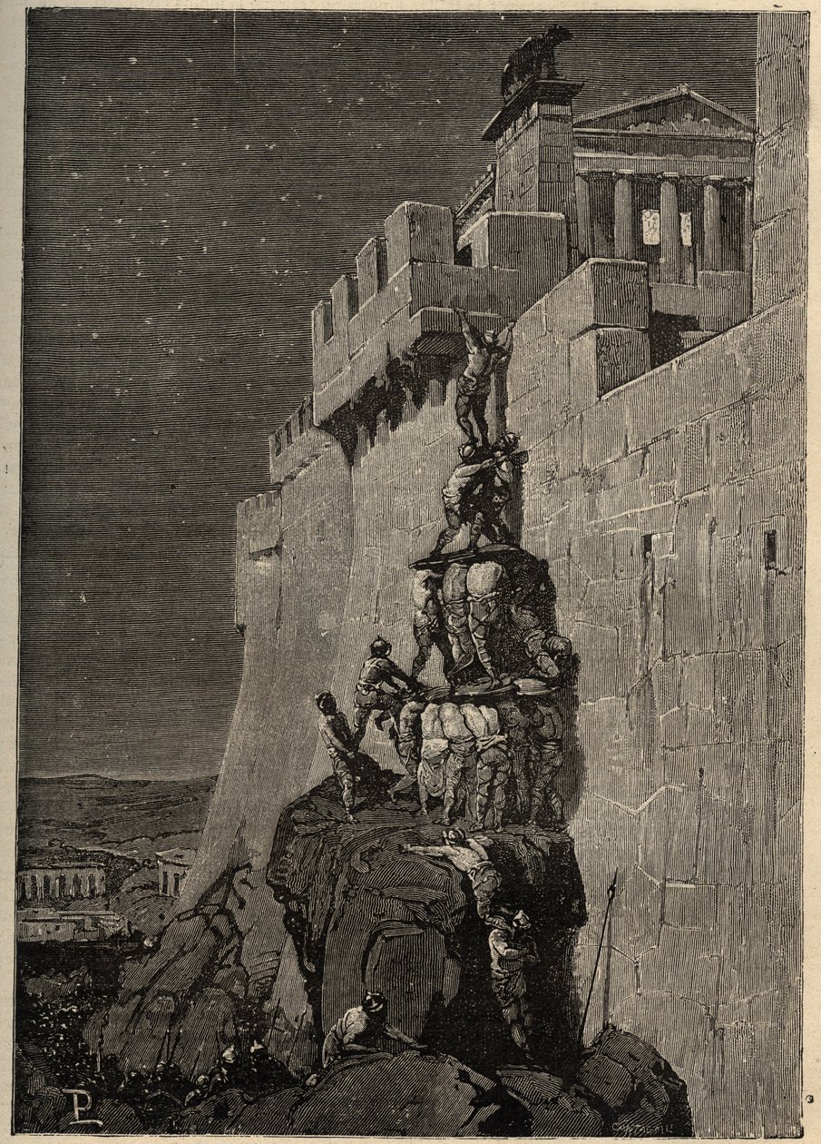 I Galli tentano di conquistare il Campidoglio (390 a.C.) - Le oche salvano il Campidoglio romano dagli invasori galli - incisione del 1890 da Anonymous Anonymous