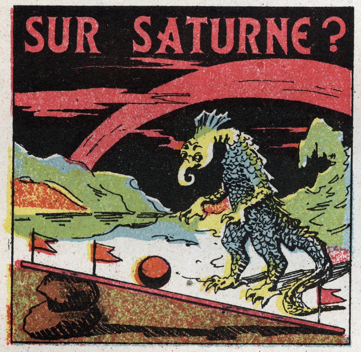 Gravità: misura della massa su Saturno. Illustrazione anonima del 1925. Collezione privata. da Anonymous Anonymous